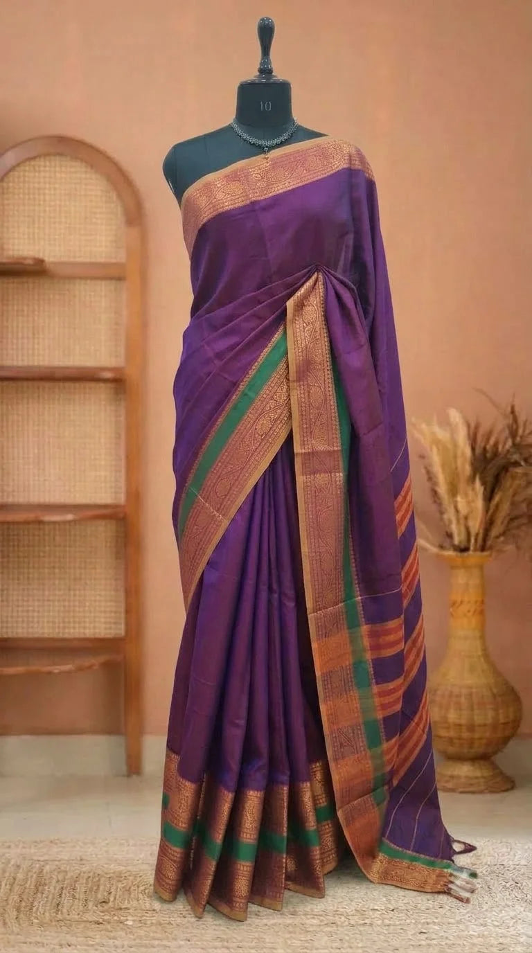 Dark Wine Narayanpet Cotton Saree 