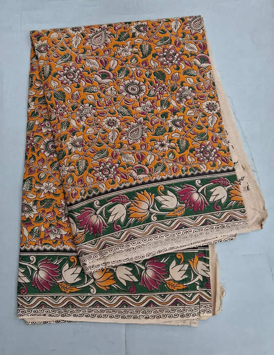 Mango Yellow Cotton Saree