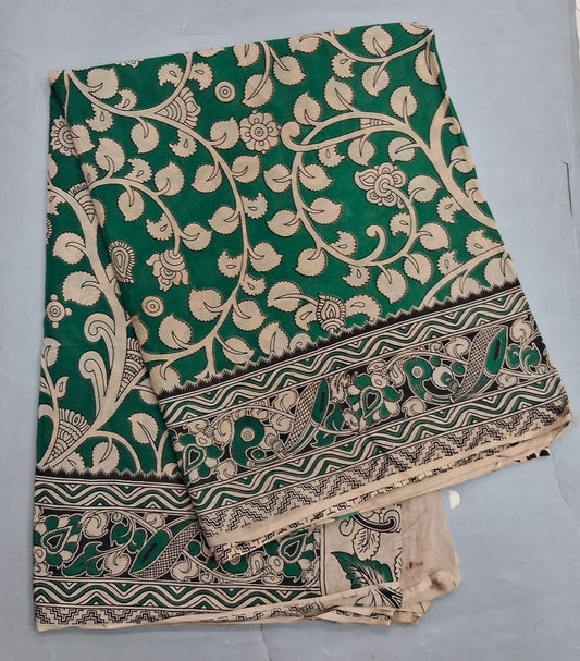 Green kalamkari Cotton Saree