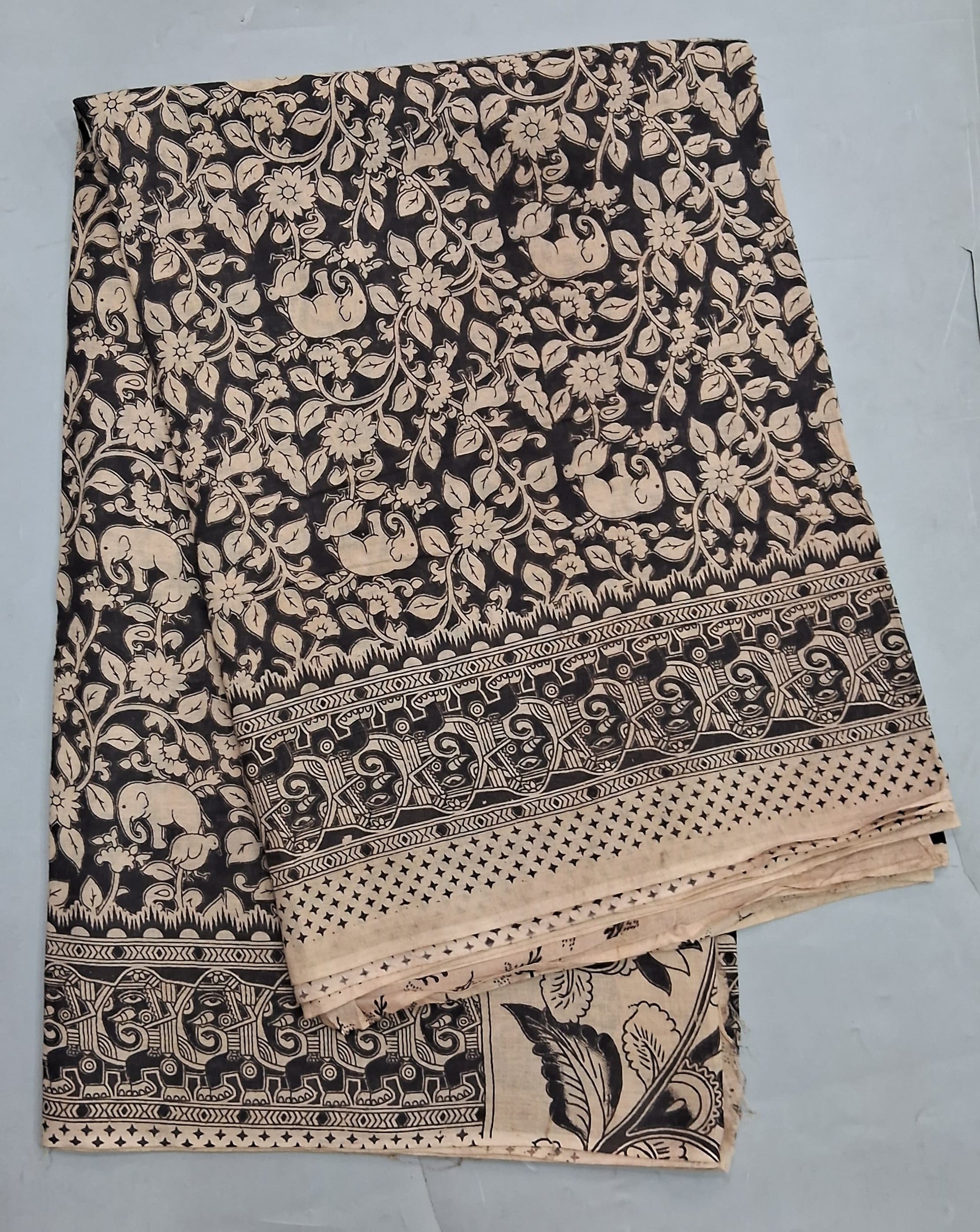 Black kalamkari Cotton Saree