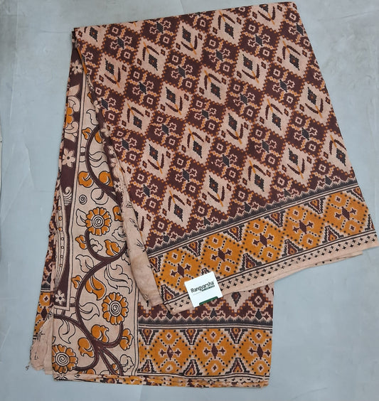 Maroon kalamkari Cotton Saree