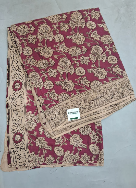 Pink kalamkari Cotton Saree