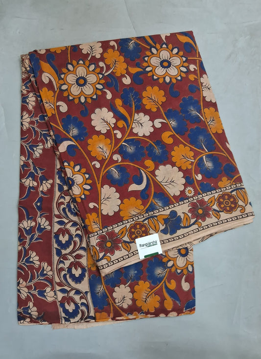 Maroon kalamkari Cotton Saree