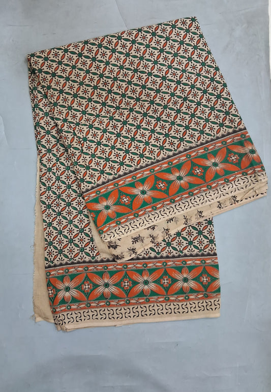 Cream kalamkari Cotton Saree