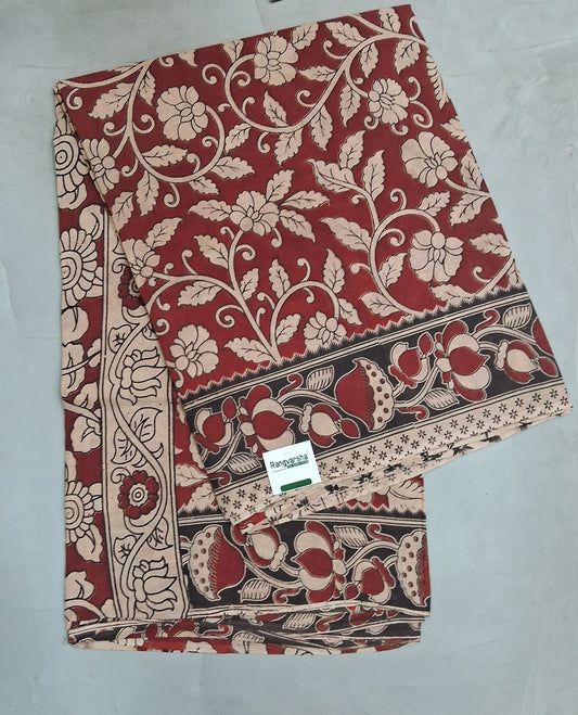 Red kalamkari Cotton Saree