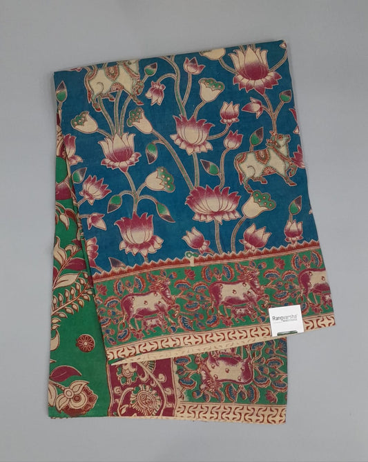 Rama Green kalamkari Cotton Saree