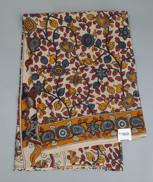 Off White kalamkari Cotton Saree