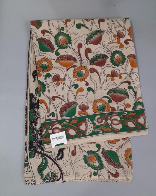 Cream kalamkari Cotton Saree