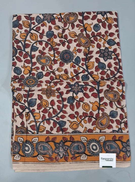 Cream kalamkari Cotton Saree