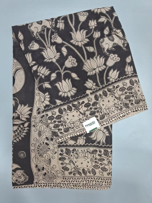 Black kalamkari Cotton Saree