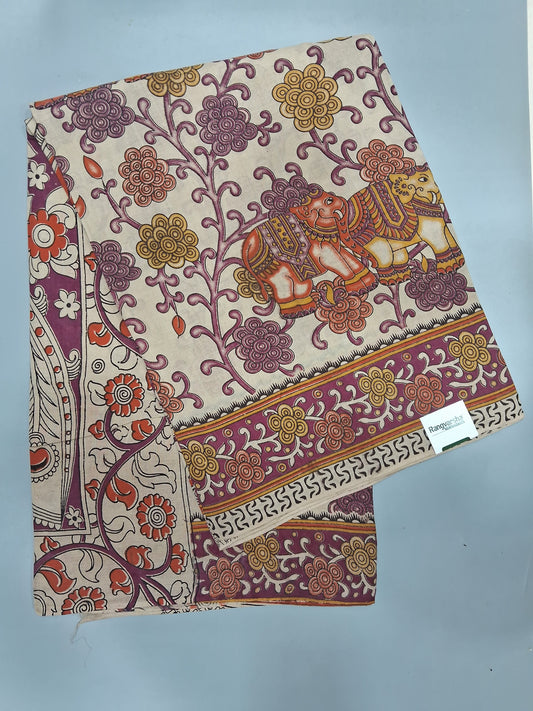 Cream kalamkari Cottton Saree