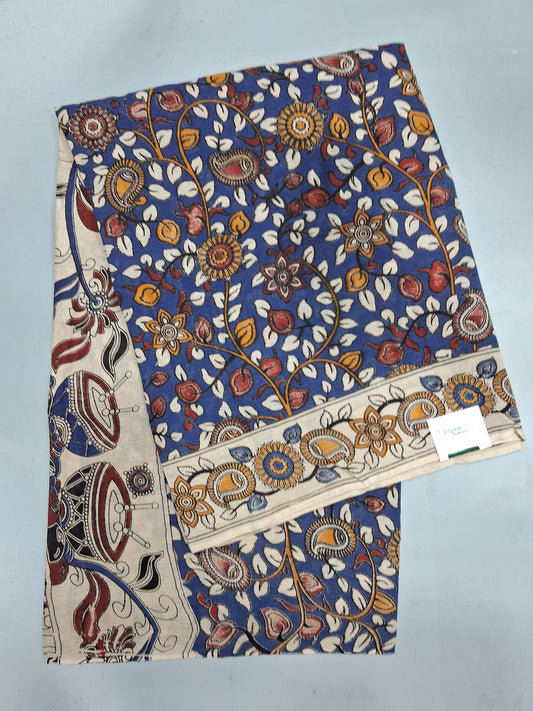 Royal Blue kalamkari Cotton Saree