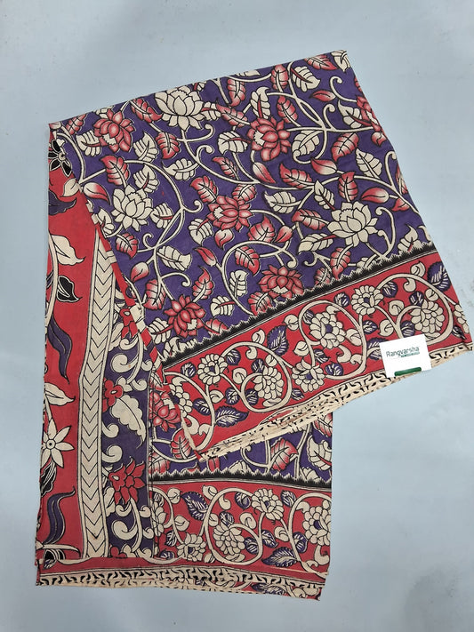 Purple kalamkari Cotton Saree