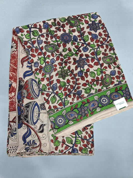 Cream kalamkari Cotton Saree