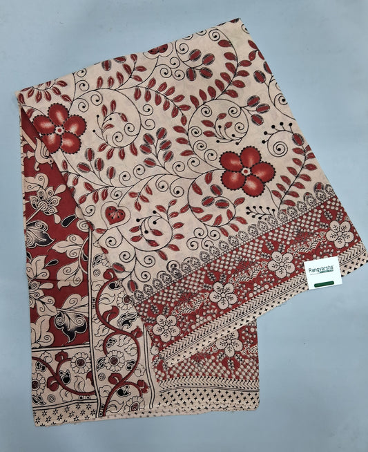Cream kalamkari Cotton Saree
