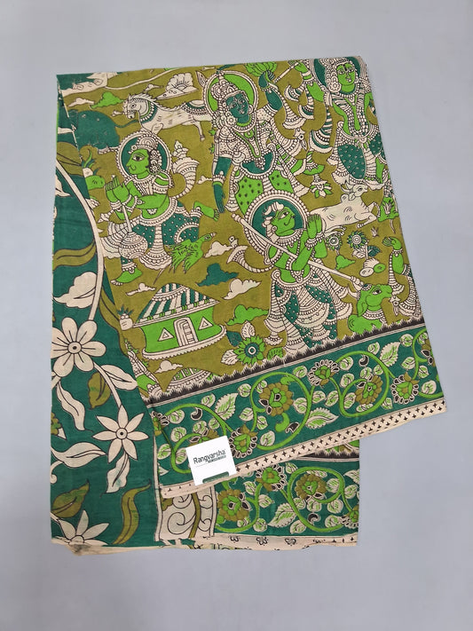 Olive Green Cotton Saree