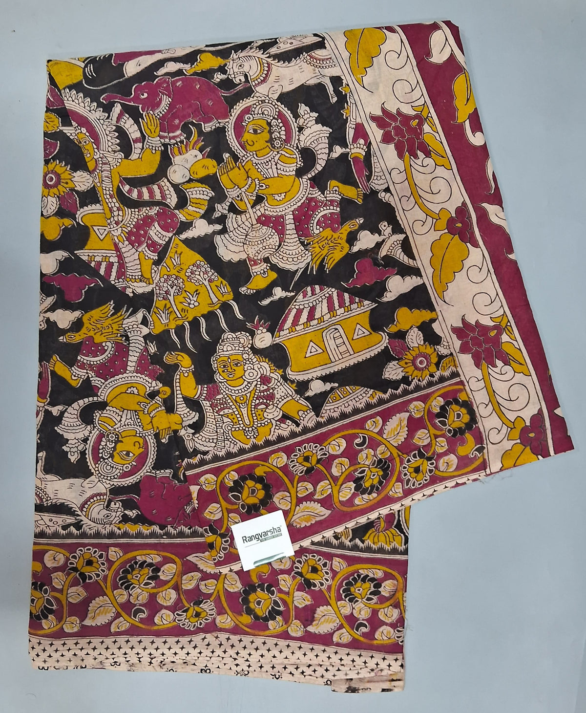 Black Kalamkari Cotton Saree