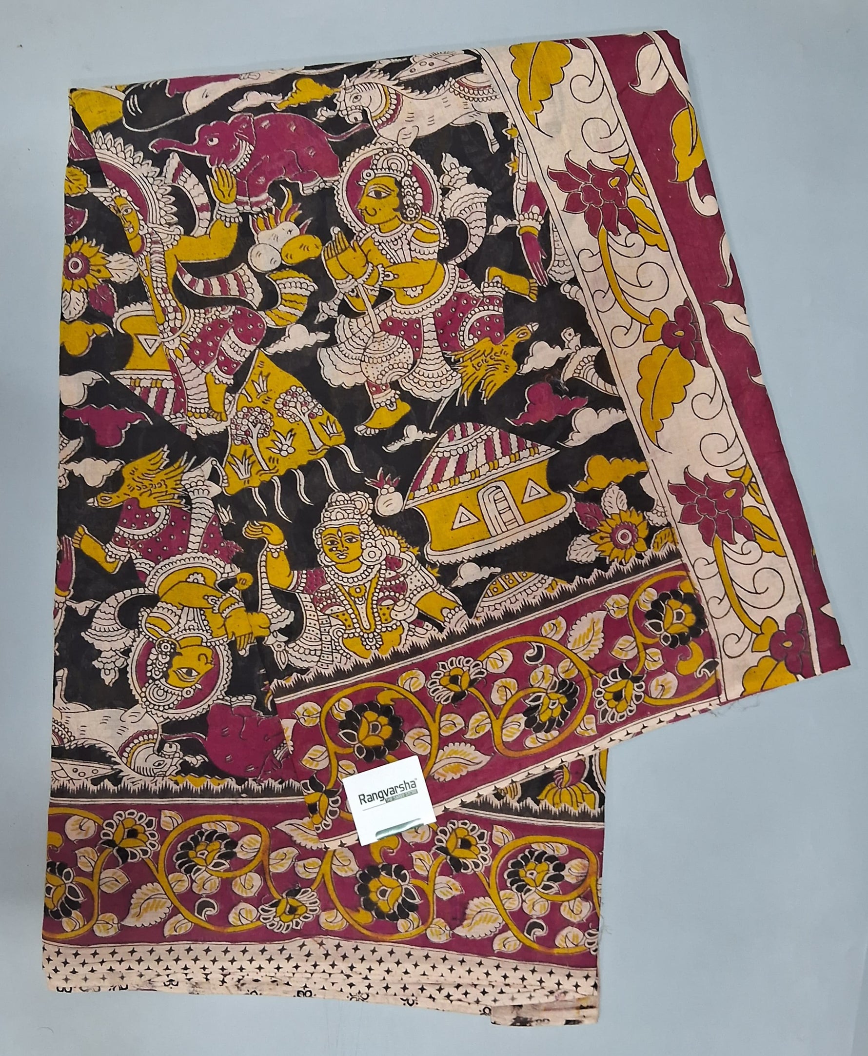 Black Kalamkari Cotton Saree