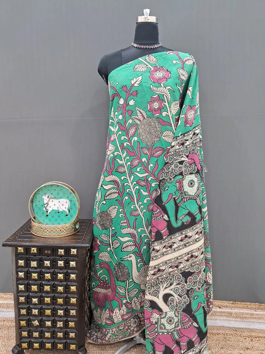 Premium Green Cotton Saree