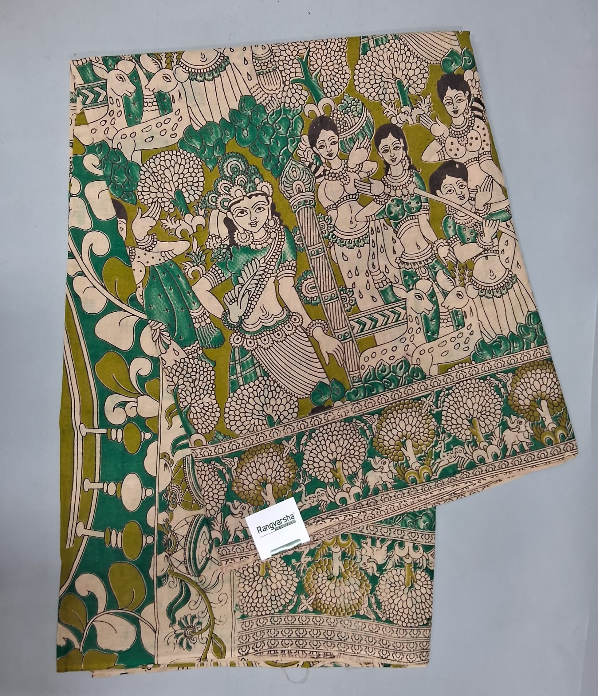 Olive Green Cotton Saree