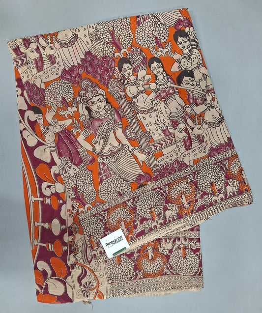 Orange Cotton Saree