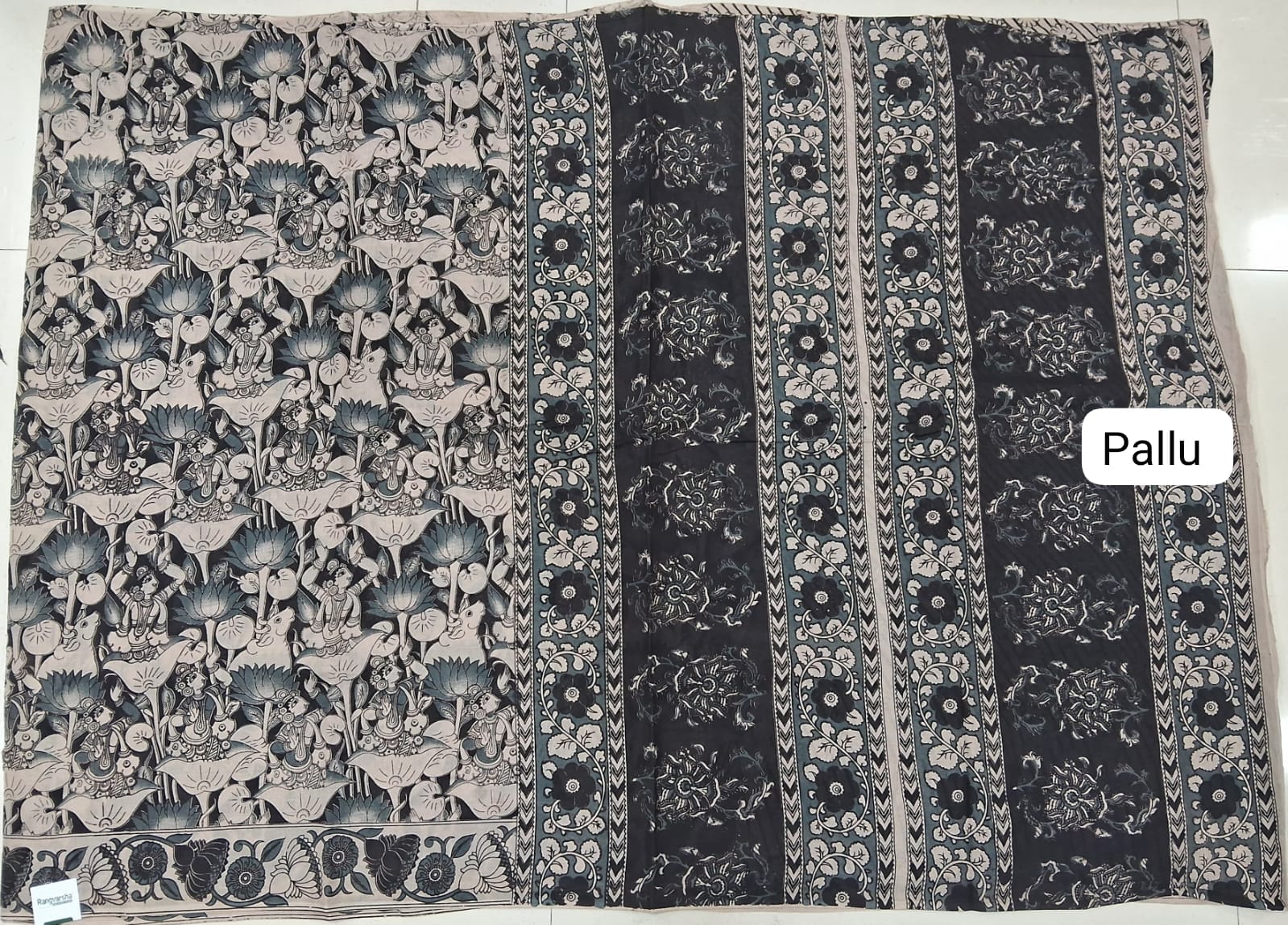 Black Cotton Saree pallu