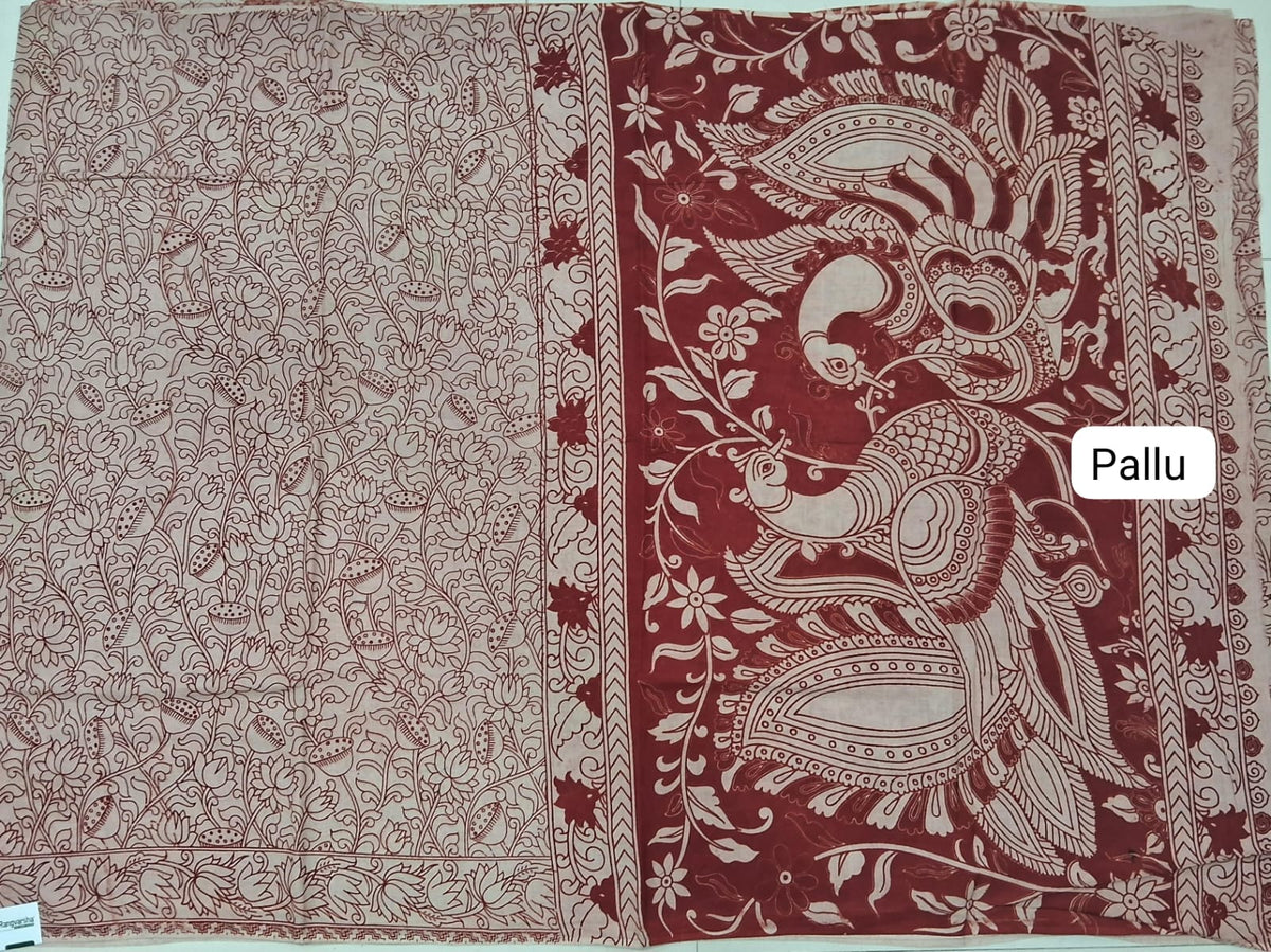 Beige Cotton Saree pallu