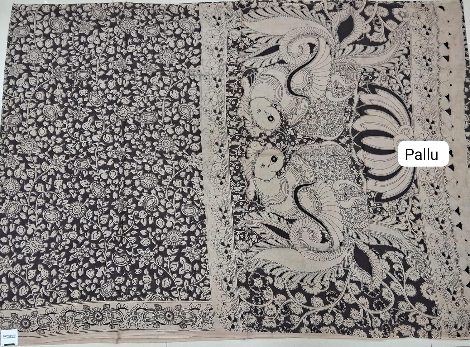 Black Cotton Saree pallu