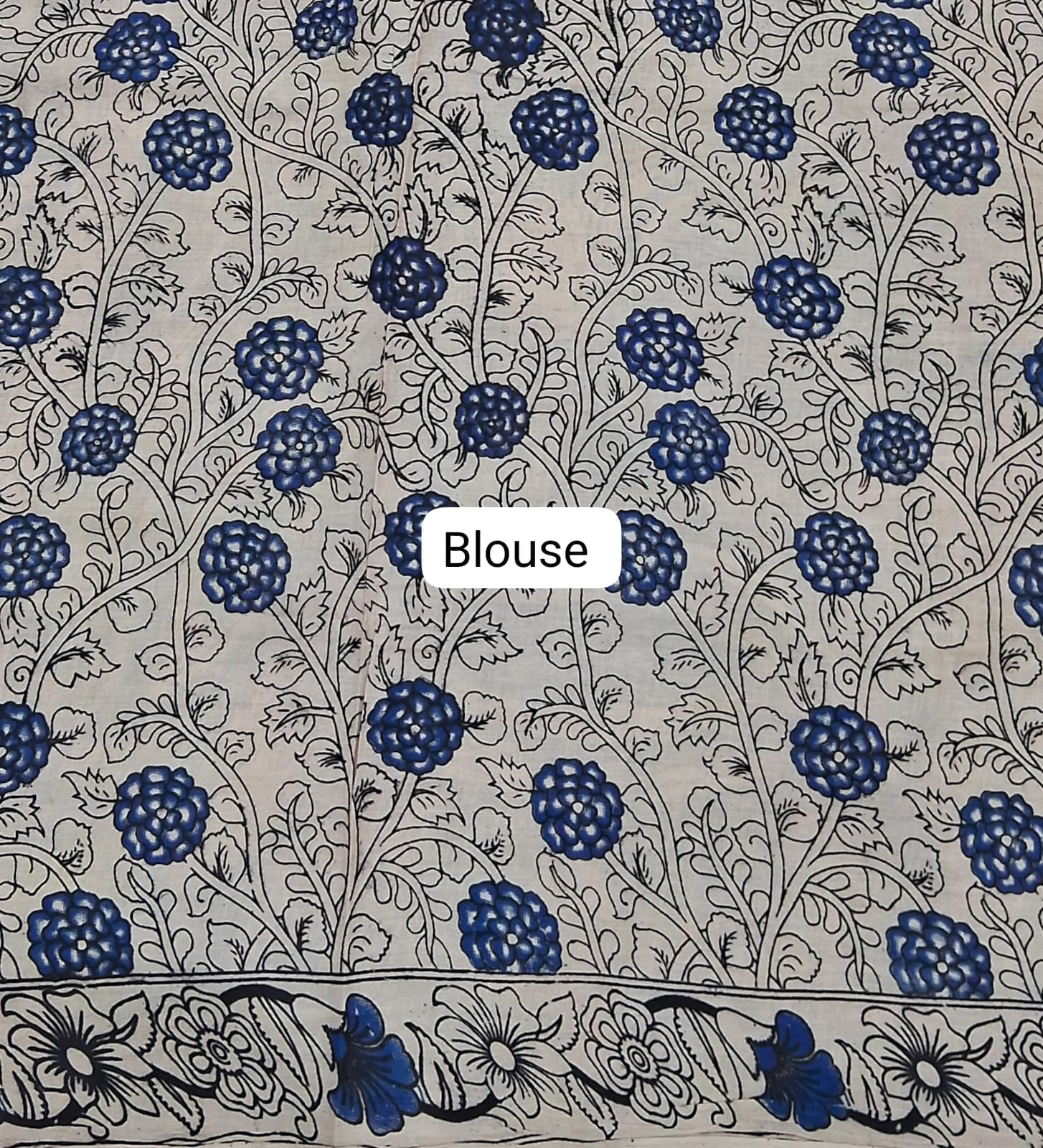 Red Kalamkari Cotton Saree blouse
