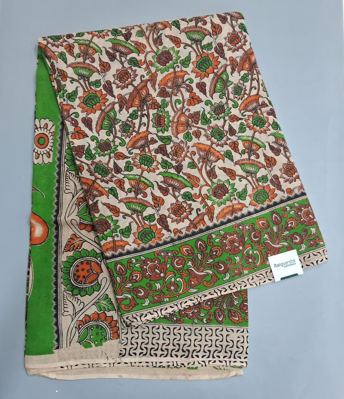 Cream Kalamkari Cotton Saree