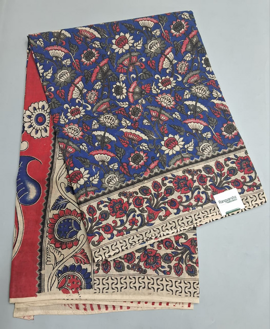Navy Blue Kalamkari Cotton Saree
