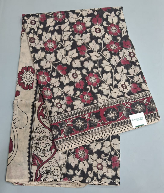 Black Kalamkari Cotton Saree