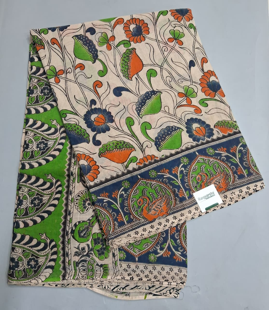 Cream Kalamkari Cotton Saree