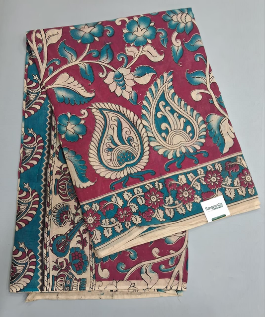 Dark Pink Kalamkari Cotton Saree