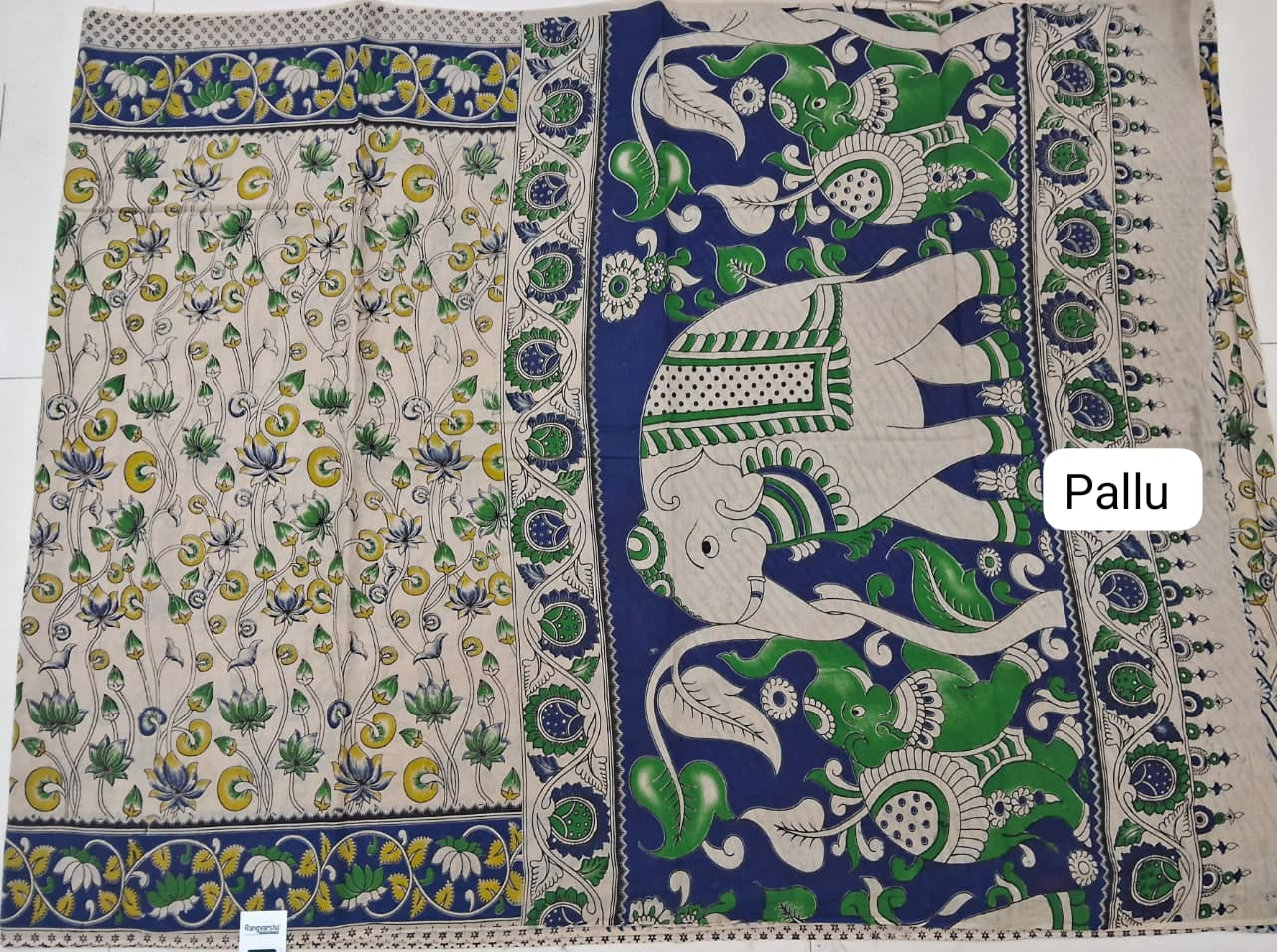 Cream Kalamkari Cotton Saree pallu