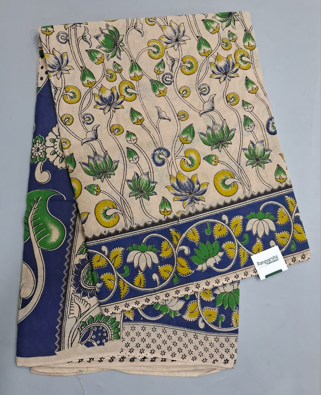 Cream Kalamkari Cotton Saree