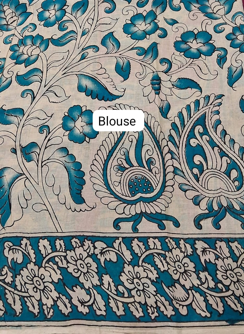 Pink Kalamkari Cotton Saree Blouse