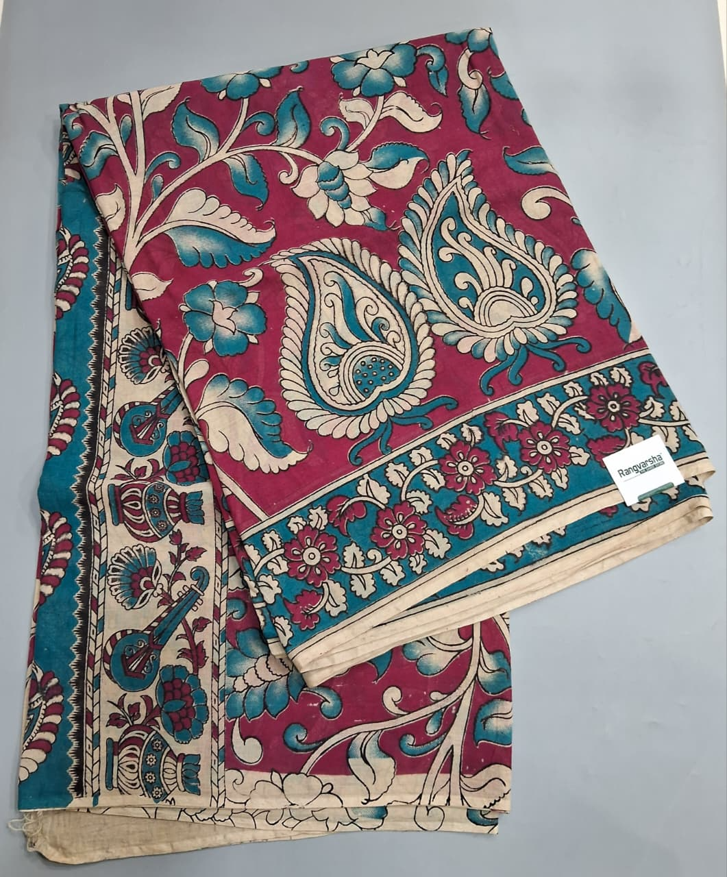 Pink Kalamkari Cotton Saree