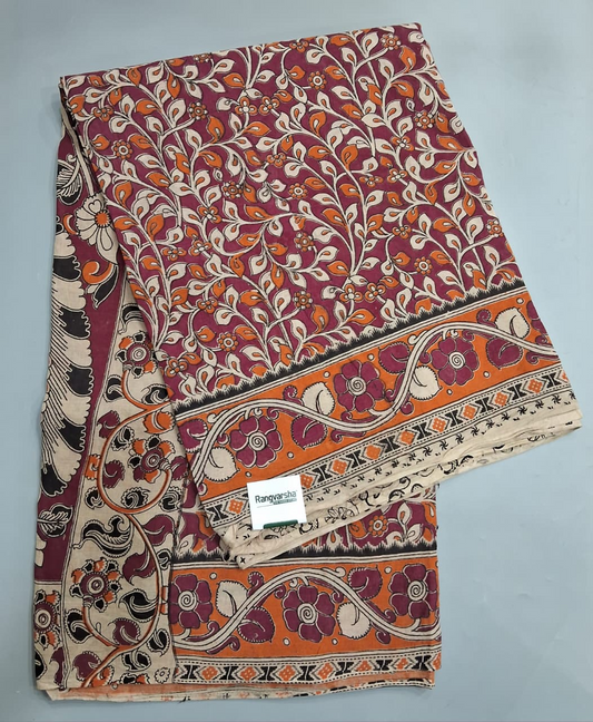 Pink Kalamkari Cotton Saree