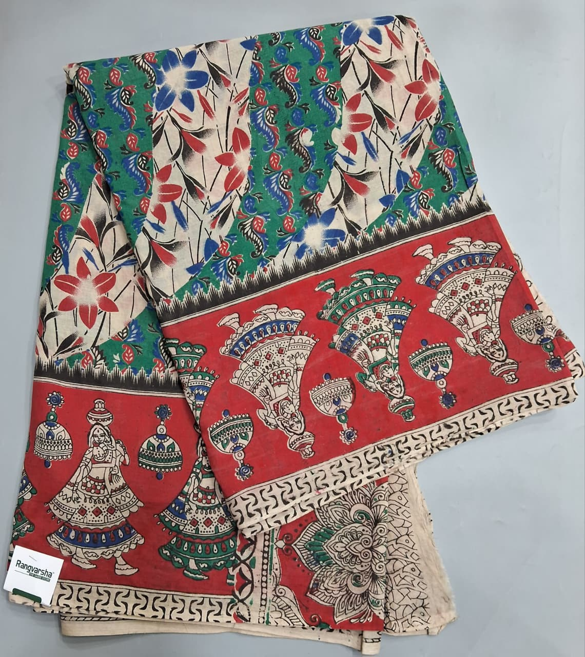 Green Kalamkari Cotton Saree 