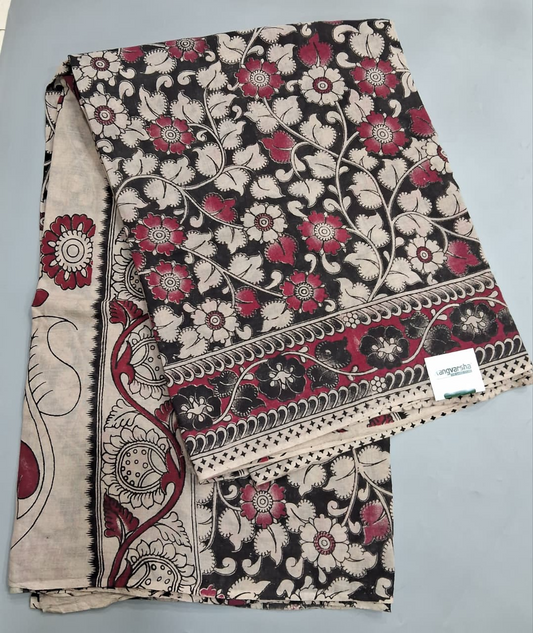 Black Kalamkari Cotton Saree
