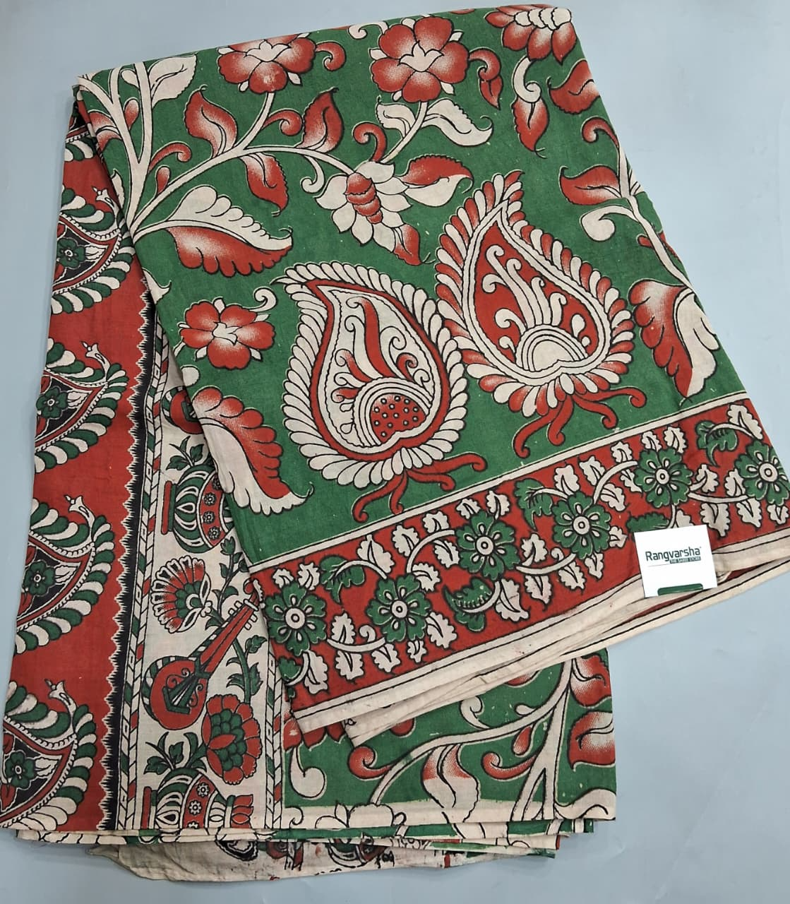 Green Kalamkari Cotton Saree