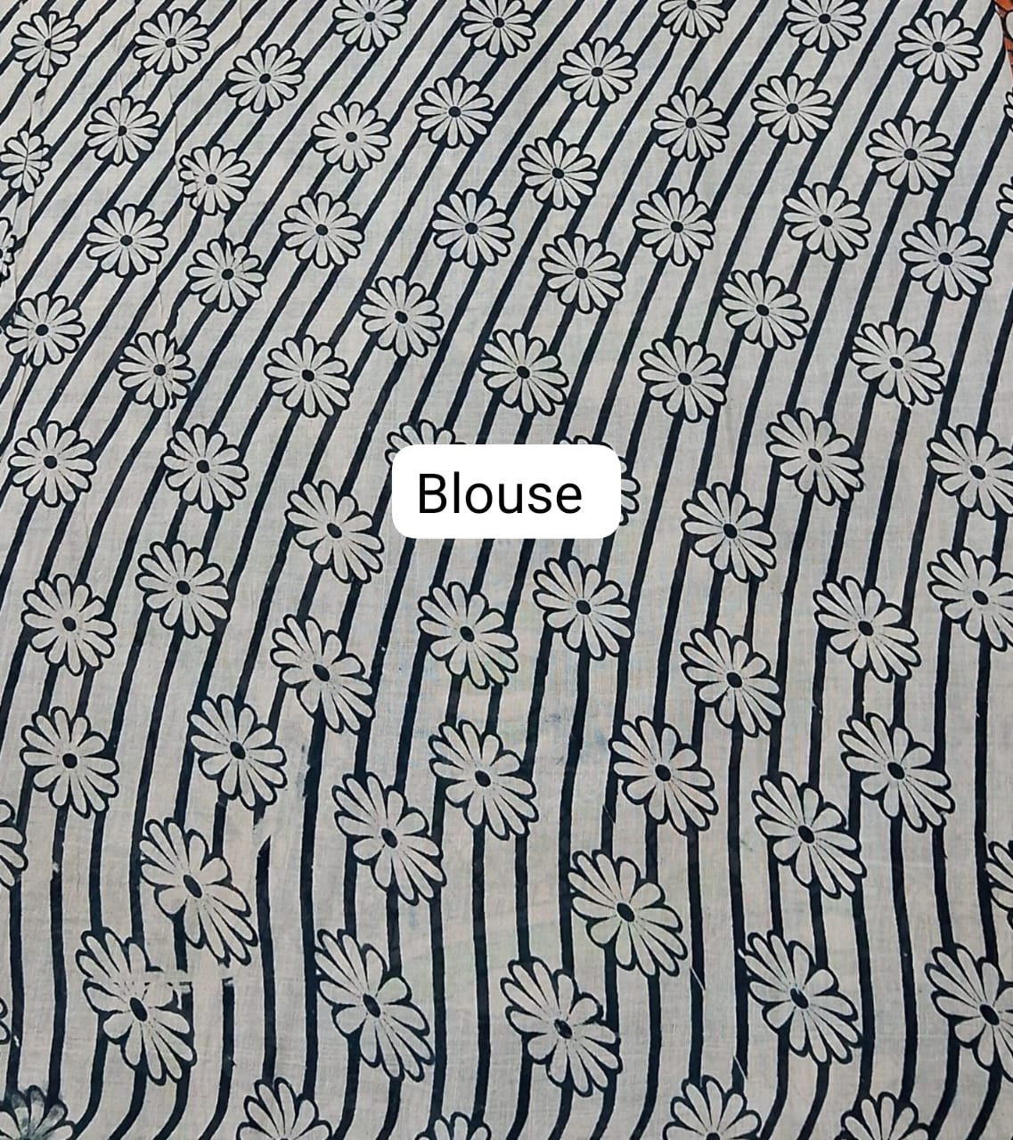 Cream Kalamkari Cotton Saree Blouse