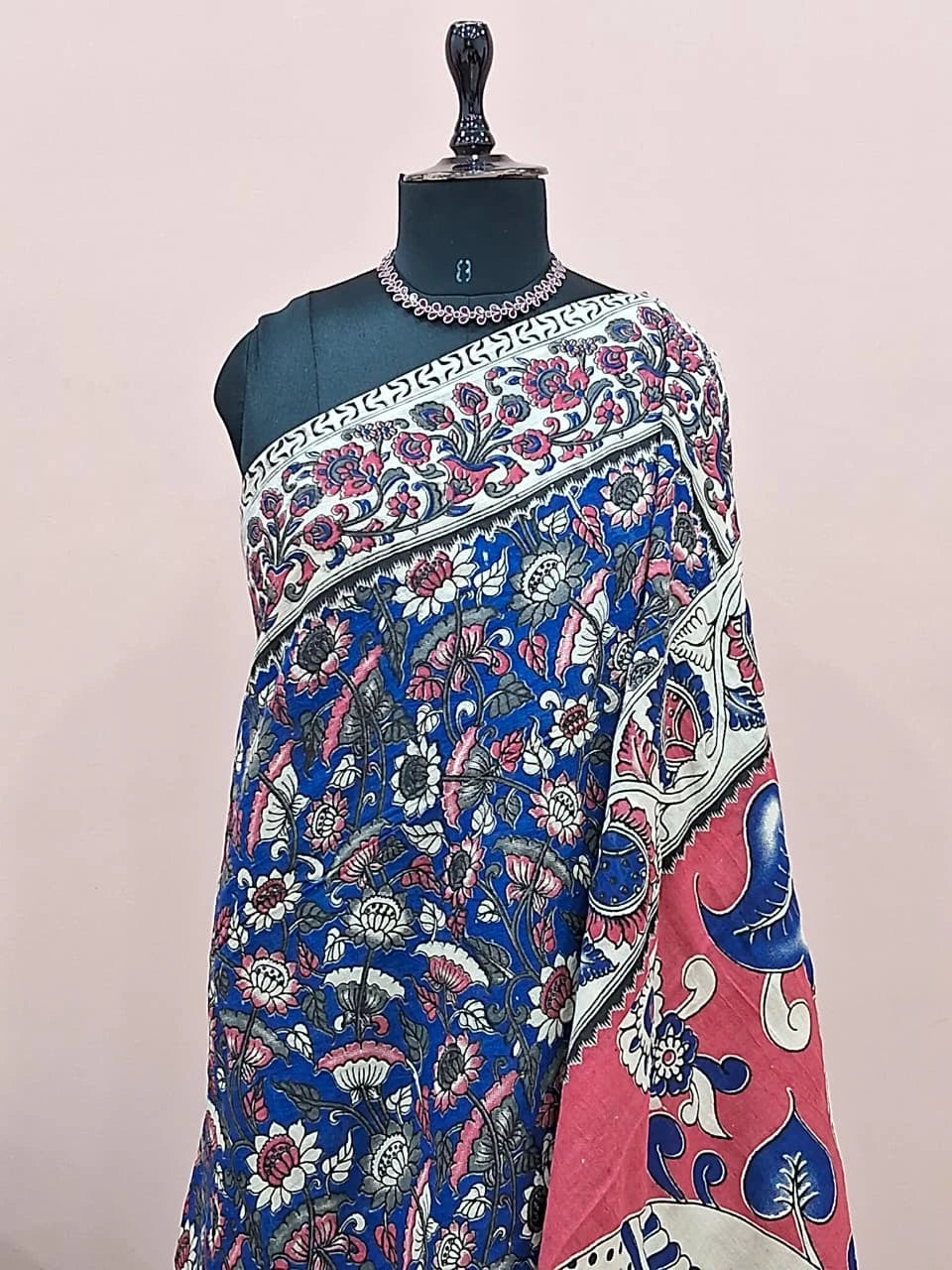 Royal Blue Kalamkari Cotton Saree 1