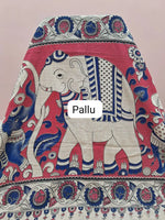 Royal Blue Kalamkari Cotton Saree pallu