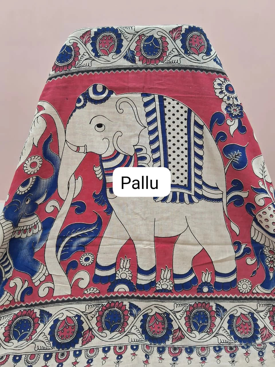 Royal Blue Kalamkari Cotton Saree pallu