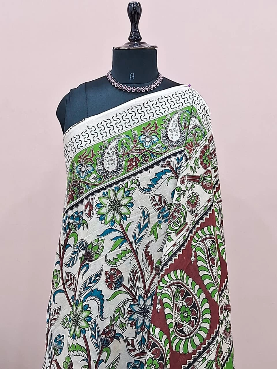 Beige Kalamkari Cotton Saree 1