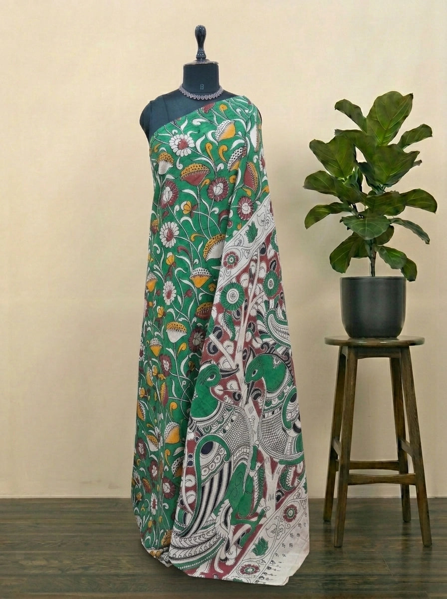 Green Kalamkari Cotton Saree