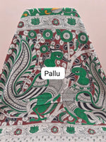 Green Kalamkari Cotton Saree pallu