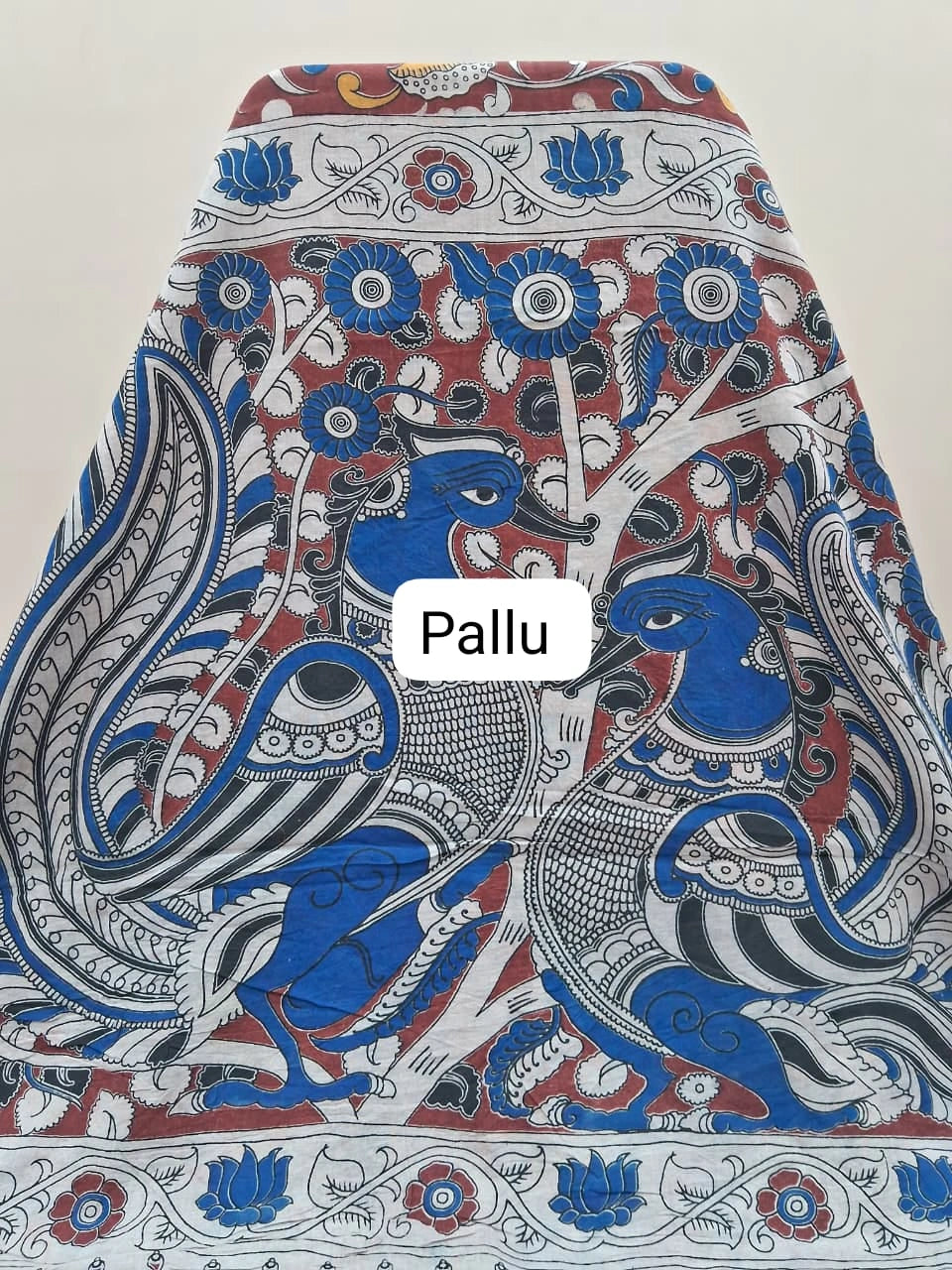 Brick Red Kalamkari Cotton Saree pallu